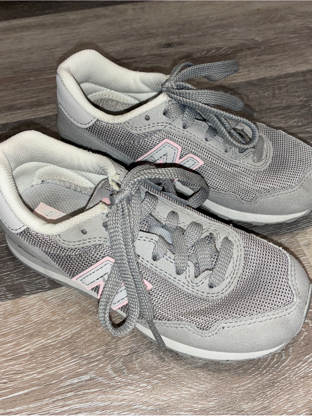 New Balance Gray and Light Pink Kids Sneakers